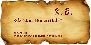 Kádas Bereniké névjegykártya